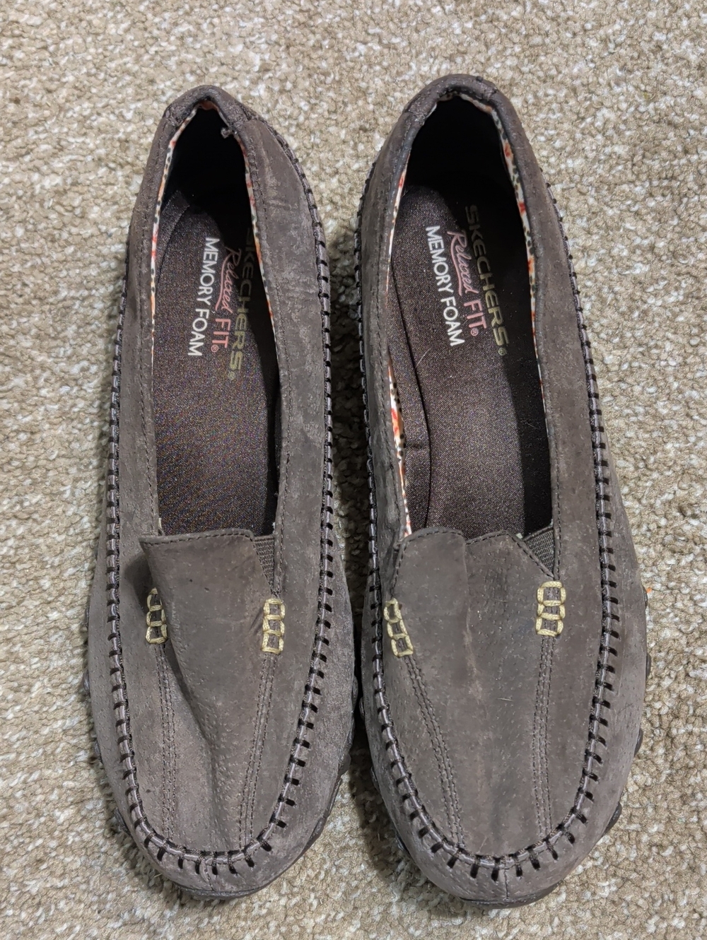 Skechers Woman's Memory Foam Dark Brown Suede Slip-On Loafers